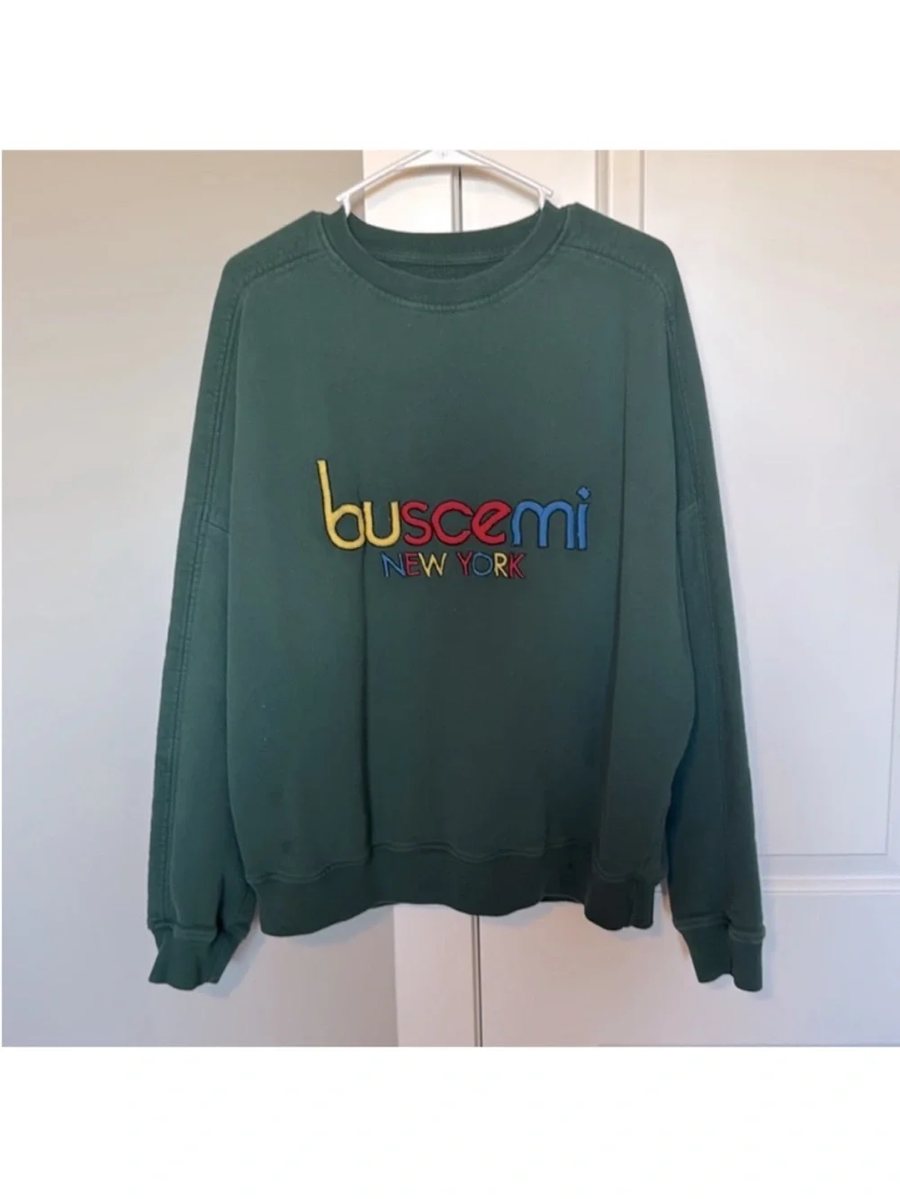 Buscemi Men's Forest Green Logo Crewneck Sweater size medium
